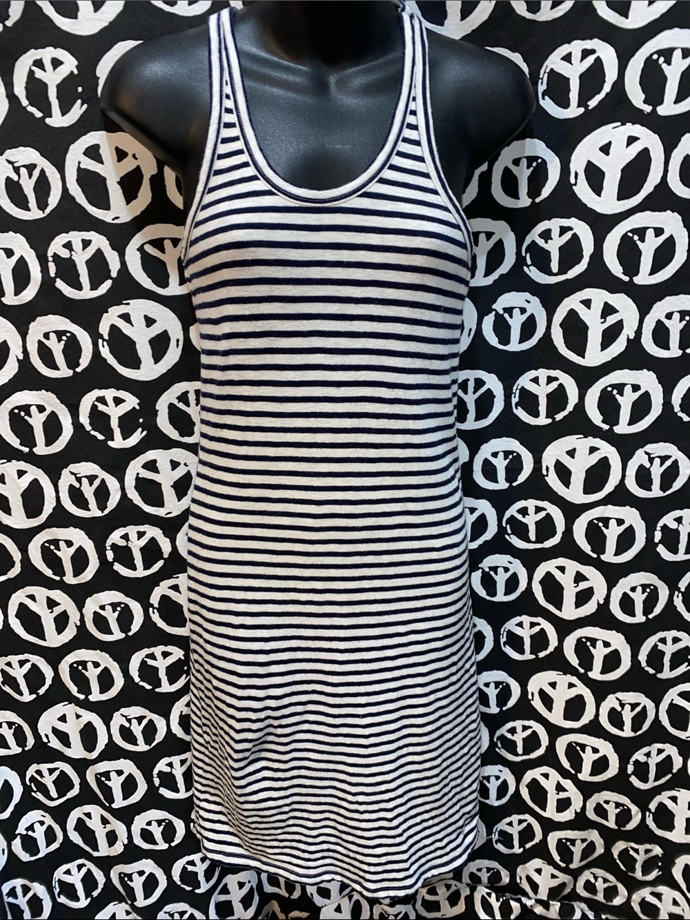 J. CREW STRIPED RAZORBACK DRESS SZ XXS BLACK/WHITE